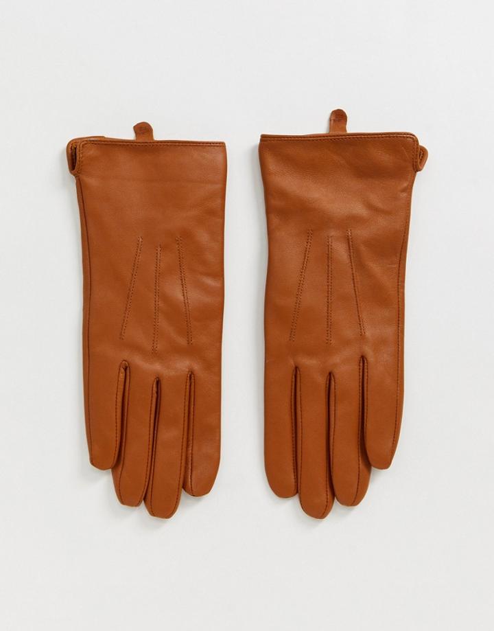 Barney's Originals Real Leather Gloves With Touch Screen Compatibility In Tan