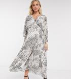 Asos Design Maternity Midi Dress In Spot And Floral Print-multi