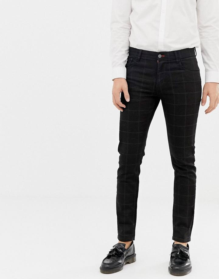 Asos Design Smart Skinny Jeans In Black Check