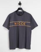 Nicce Cedar Embroidered T-shirt In Gray-grey