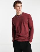 Jack Wolfskin Essential Long Sleeve T-shirt In Burgundy-red