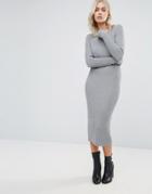 Qed London Bodycon Midi Dress - Gray