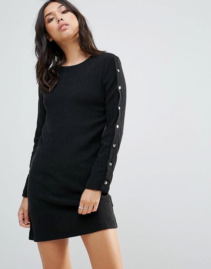 Twiin Apart Snap Button Dress - Black