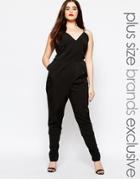 Truly You Strappy Plunge Front Jumpsuit - Black