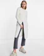Vero Moda Split Hem Longline Sweater In Cream-white