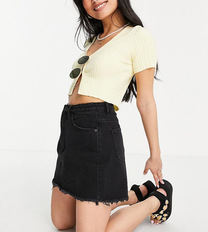 Missguided Petite Denim Mini Skirt In Black