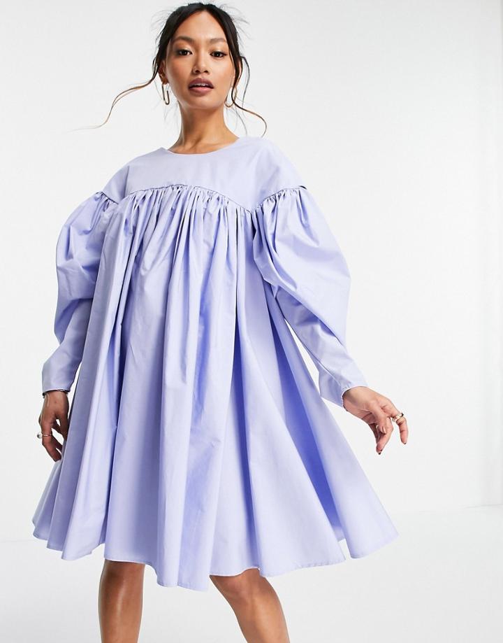 Asos Edition Bow Back Smock Dress In Cornflower Blue-blues