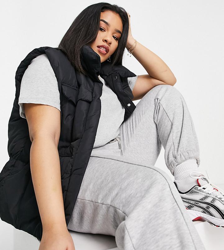 Threadbare Plus Nemo Padded Vest In Black