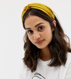 My Accessories London Yellow Knotted Wide Headband - Yellow