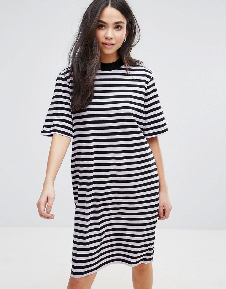 Cheap Monday Stripe Smash T-shirt Dress - Purple
