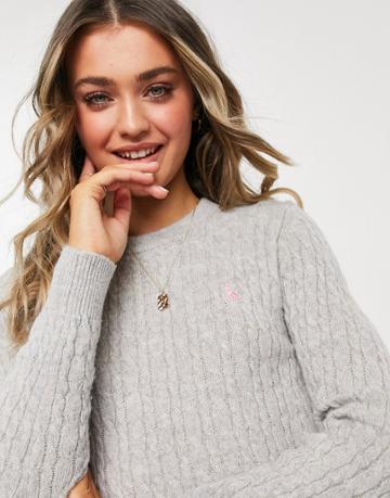 Jack Wills Icon Cable Sweater In Gray-grey