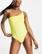 Pieces One Shoulder Swimsuit In Lemon-yellow