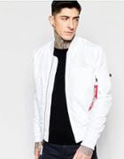 Alpha Industries Ma1 Bomber Jacket Slim Fit In White - White