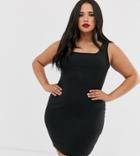 Vesper Plus Square Neck Mini Dress In Black