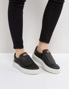 Puma Leather Strap Platform Sneakers In Black - Black