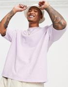 Asos Design Oversized T-shirt In Lilac Heavyweight Slub-purple