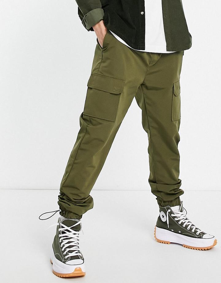 Mennace Nylon Cargo Pants In Dark Green - Part Of A Set