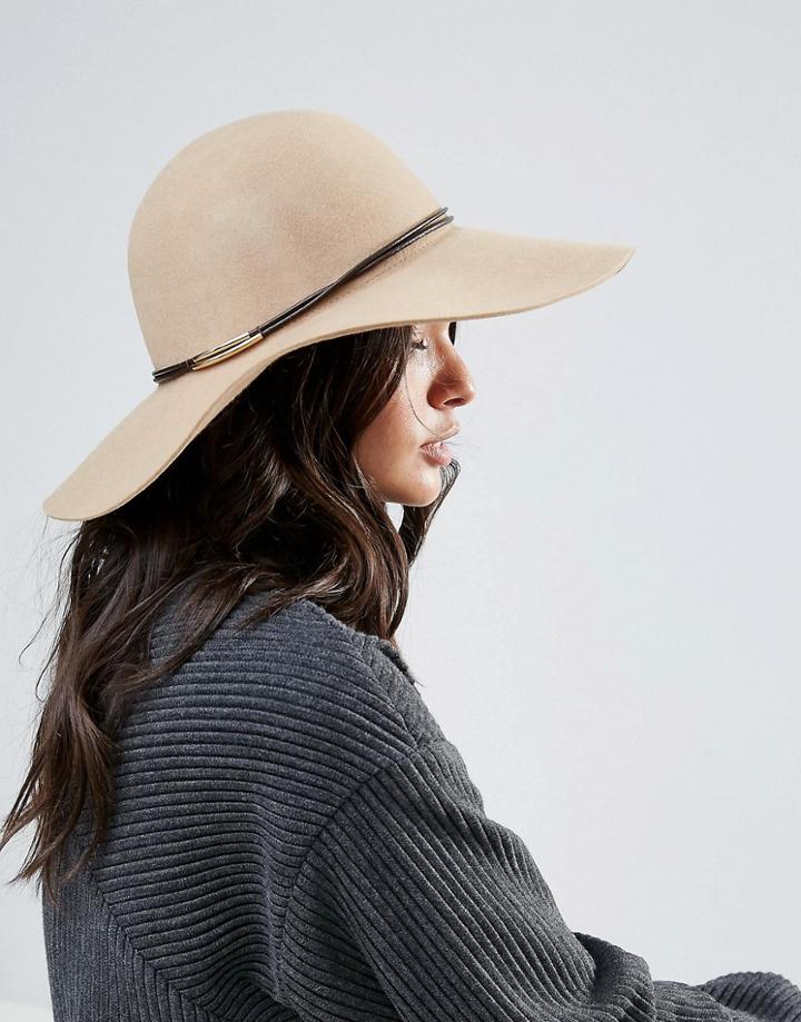 Only Wool Oversized Fedora Hat - Beige