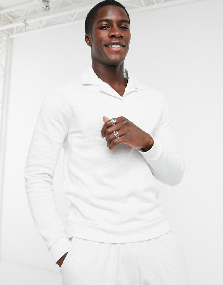 Asos Design Sweatshirt With Revere Collar In Blue-white