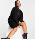 Only Curve High Neck Sweater Dress With Volume Sleeves In Black