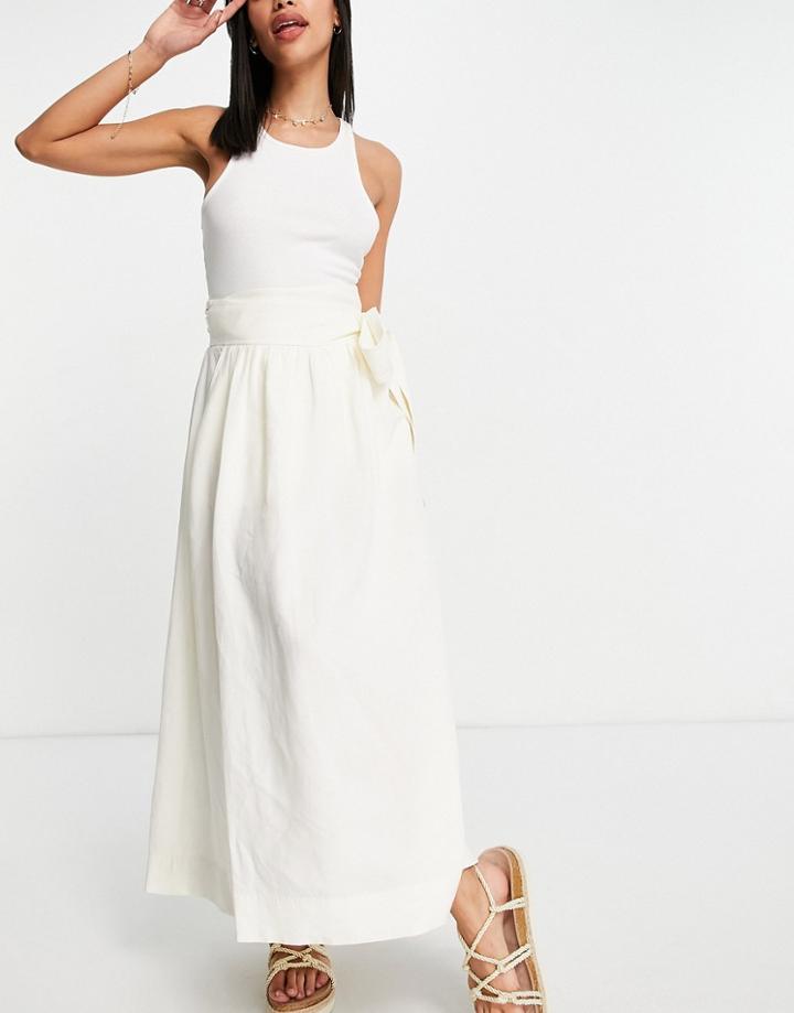 & Other Stories Ecovero Linen Set Flowy Midi Skirt In Off White