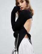 Asos Design Sweater With Open Back Detail - Black