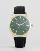 Bellfield Watch With Green Dial And Black Strap - Gray