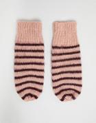 Vero Moda Knitted Striped Mittens - Pink
