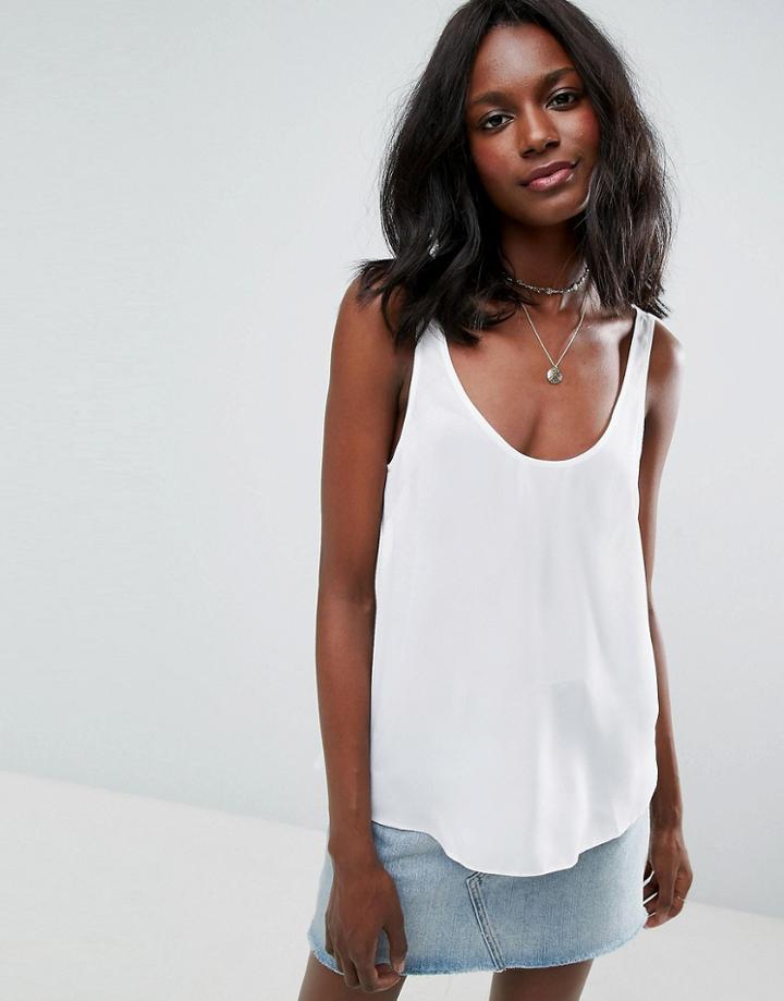 Asos Design Longline Tank With Scoop Neck - White