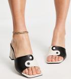 Raid Wide Fit Aana Mid Heeled Mule Sandals In Mono-multi