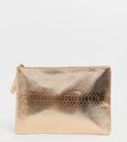 South Beach Exclusive Rose Gold Snake Embossed Clutch Bag - Gold