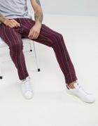 Asos Tapered Pants In Relaxed Abstract Design - Navy