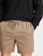 Asos Design Skinny Chino Shorts With Elasticated Waist In Brown