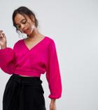 River Island Petite Wrap Front Blouse Is Fuchsia - Pink