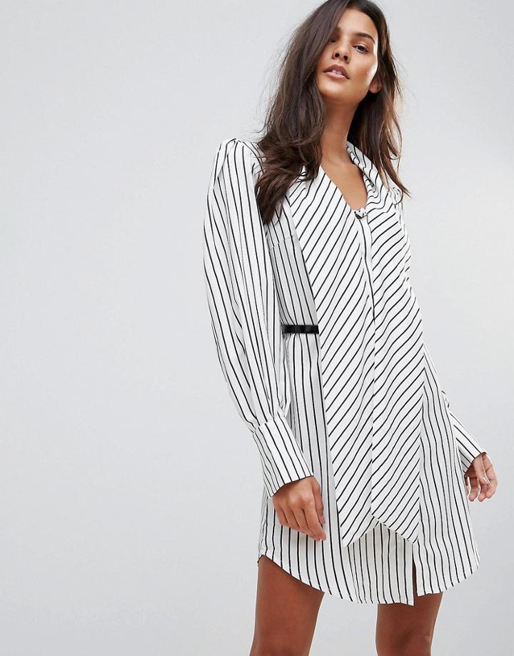 Millie Mackintosh Hilton Stripe Belted Dress - White