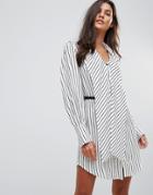 Millie Mackintosh Hilton Stripe Belted Dress - White