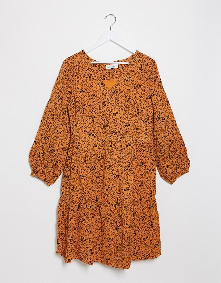 Blend She Tea Dress In Dark Based Ditsy-multi