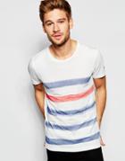 Esprit T-shirt With Painted Breton Stripe - White