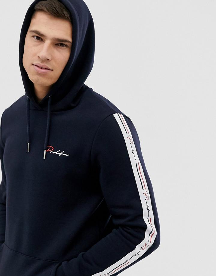 River Island Hoodie With Prolific Logo With Tapping In Navy