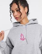 Hnr Ldn Oversized Hoodie With Hands Embroidery-purple