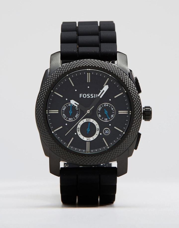 Fossil Machine Silicone Watch In Black Fs4487 - Black