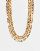 Pieces Mixed Chain Necklace In Gold