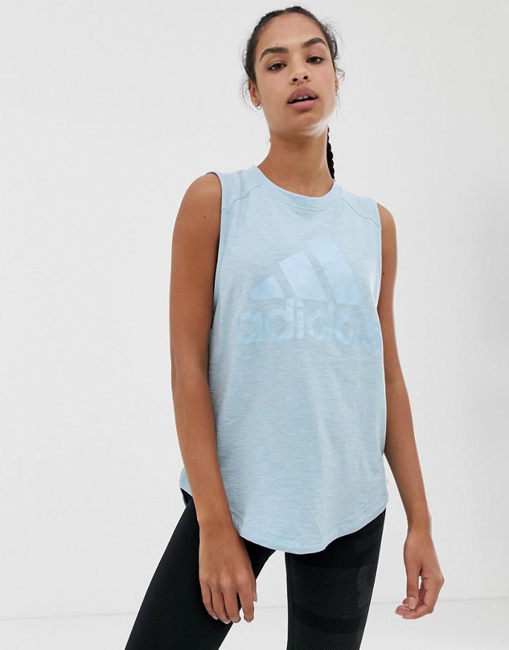 Adidas Training Winners Tank In Blue - Blue