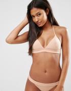 Asos Mix And Match Micro Triangle Bikini Top In Rib - Pink