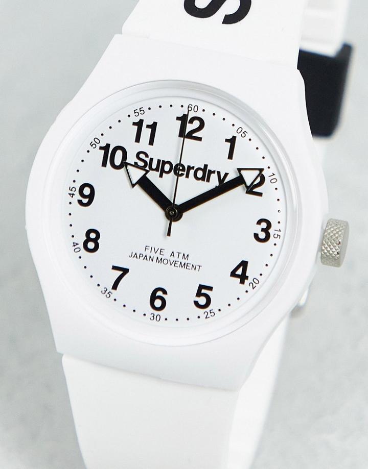 Superdry Silicone Strap Watch In White