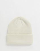 My Accessories London Ribbed Beanie Hat In Off White-neutral