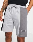 Good For Nothing Spliced Jersey Shorts In Black And Gray With Mixed Logo Print-multi