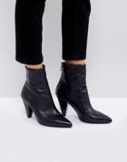 Asos Elodie Leather Cone Heel Boots - Black