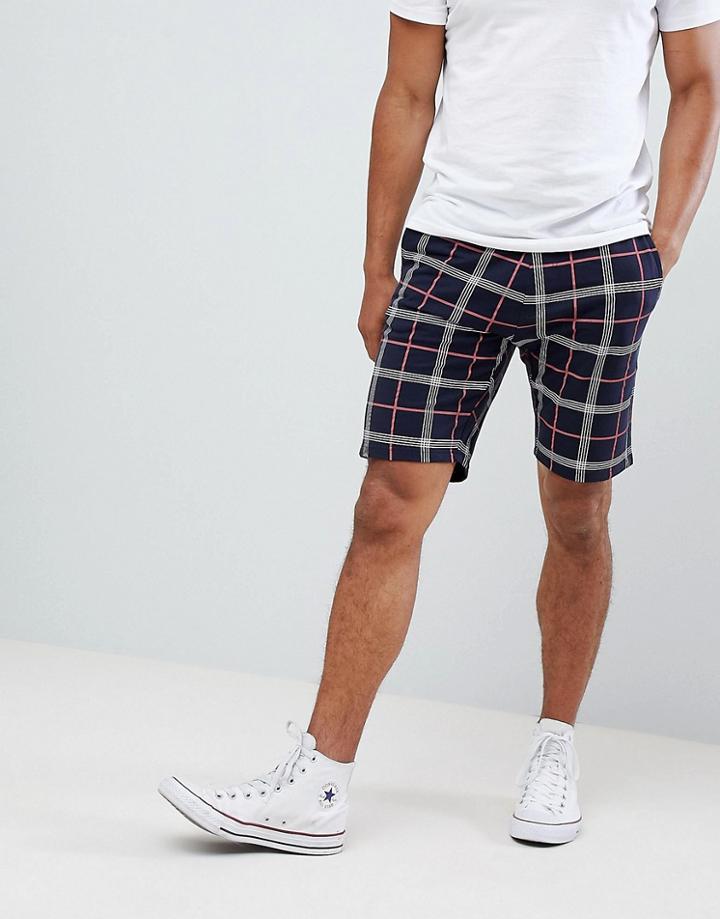 Only & Sons Check Sweat Shorts - Navy