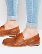 Frank Wright Woven Loafers In Tan Leather - Tan